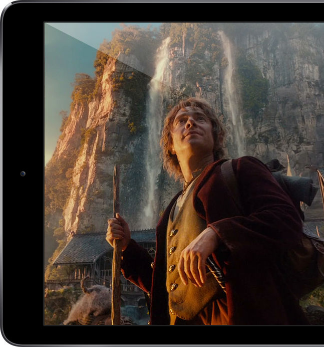 tablet with still from the movie The Hobbit