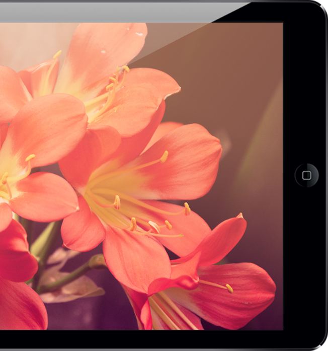 tablet with a picture of flowers on screen