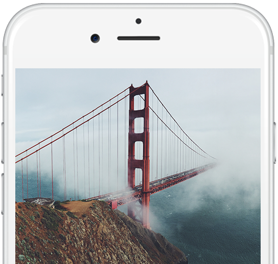 iPhone with a picture of the golden gate bridge on screen